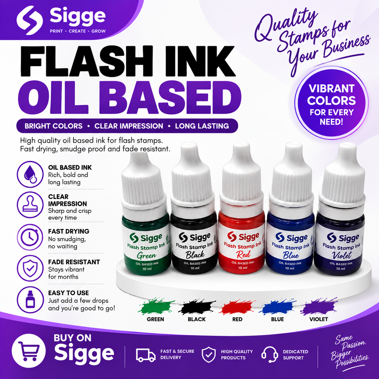 5ml Flash ink Oil based - Refill for Flash Stamps - Loyalty, School, Teacher, Company, Stamp